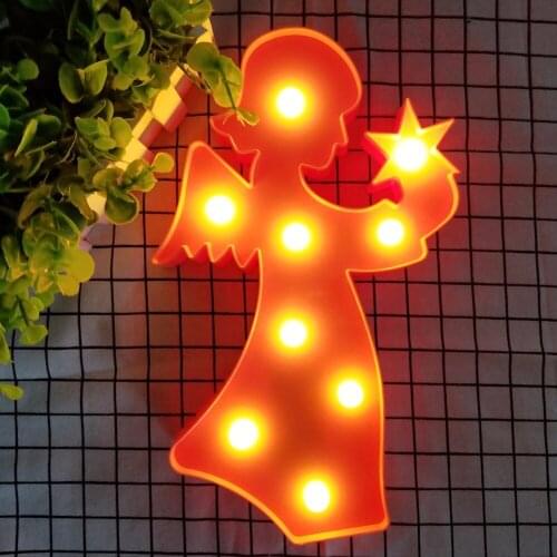Angel Shape LED Nightlight 3D Night Light Lamps 3 Colors Warm White Lighting For Kids Gifts Birthday Party Decor Battery Control