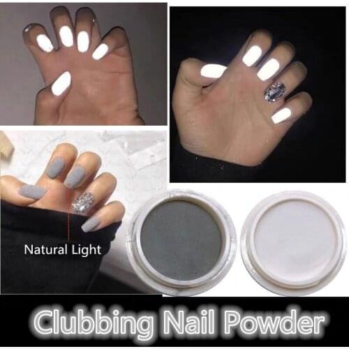 Reflective Nail Glitter Powder Shiny Dust Glow In The Dark Bar Disco Club Sparkling Pigment Fluorescent Dipping Powder Nails Art