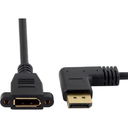 Display Port DP Male to Female 90 Degree Left & Right Angled Extension Cable with Screw Mount 30cm