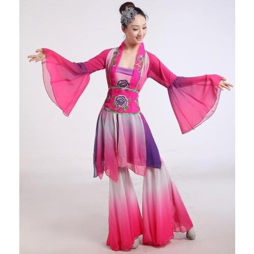 Woman Chinese Classical dance clothes Hanfu Embroidery ancient dance costume fairy poetic fan/drum/umbrella dance costumes