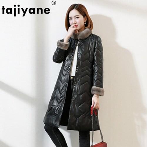 Collar Fur Mink Real Genuine Leather Jacket Women Clothes 2021 Korean Vintage Sheepskin Down Coat Tops Chaqueta Mujer ZT3550