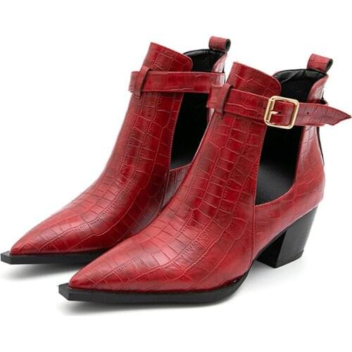 New Metal Studded Rivets Short Boots Sandal Woman Pointy Toe Buckle Straps Ankle Boots Cut Out Fashion Cool Shoes Botas Mujer