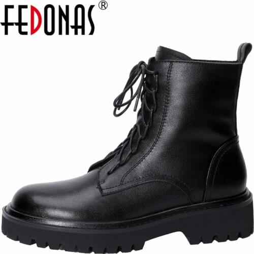 FEDONAS Top Quality Genuine Leather Women Ankle Boots Fashion Casual Fur Zip Shoes Woman Outdoor Autumn Winter Wool Snow Boots