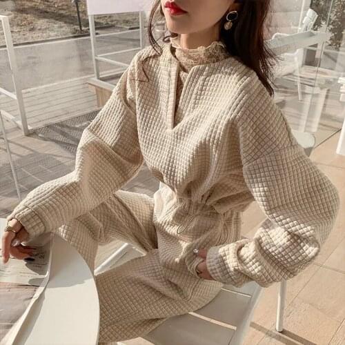 2 Piece Set Women Autumn High Street Causal Crop Top Pants Outfit