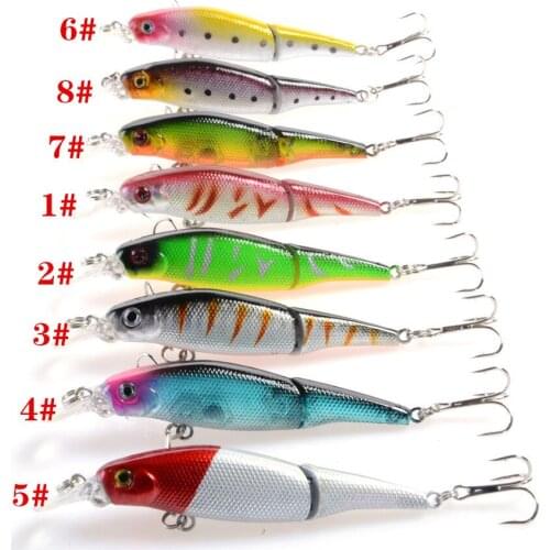 1pcs 2 Sections Fishing Minnow Lure Artificial Bait Treble Hooks Crankbait Fishing Tackle