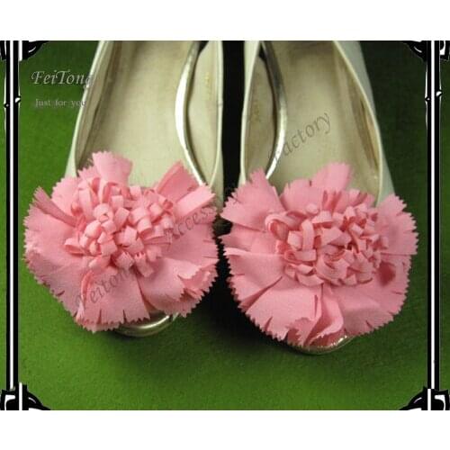 24pcs/lot 8colors for your choose 2.5 inch chiffon flower silk flower shoe clips