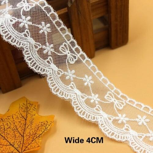 3.5cm Wide White Cotton Bowknot Fashion Lace Skirt With Collar Trim DIY Clothing Sewing Accessories