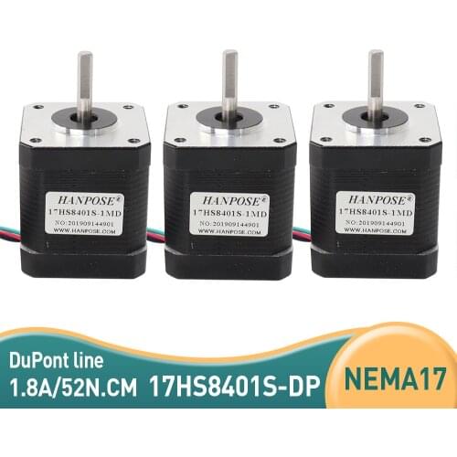 3PCS Nema17 stepper motor 4-lead 1.8A 17HS8401S-DP 52N.CM 42 Series motor 42BYGH For 3D Printer Monitor Equipment
