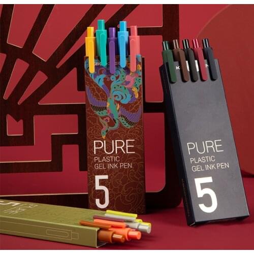 5pcs/set Multi-color Gel Pens Set Retro Design Drawing Liner Markerfor Student Gift Stationery Office School Suppliers H6696