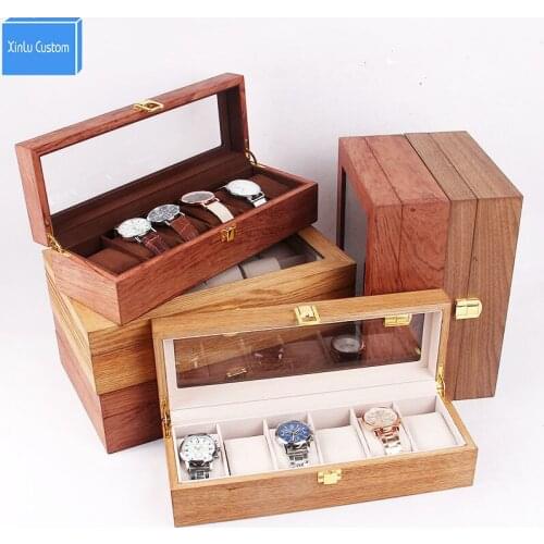 6/10/12 slots 3 color wood skin mdf board inner velvet luxury watch display cabinet drop shipping global send suitable for watch