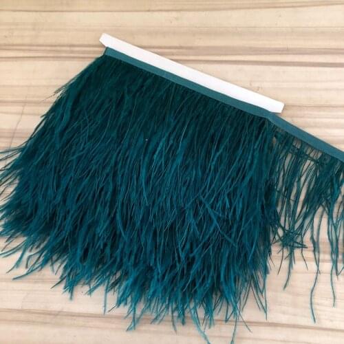 6 Meters/Lot Ostrich Feathers Ribbon 15-20CM Tape Costume Peacock Blue Ostrich Feather Trims Fringe White Handicraft Accessories