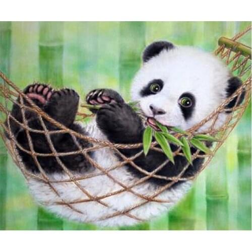 5D DIY Panda Green bamboo Diamond Painting animal Round Full Drill Cartoon children Mosaic Embroidery Cross Stitch decor gifts