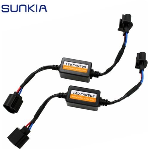 2Pcs/Set H13 Car LED Headlight Decoder Fog Light DRL No Error Load Resistor No Flickering Warning Canceller Wire Harness Adapter