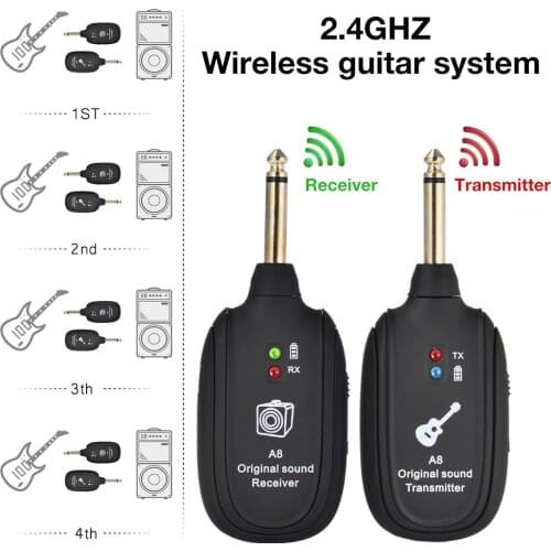 Wireless Guitar System Electric Guitar Transmitter Receiver With Built-in Rechargeable Lithium Battery For Electric Guitar Bass