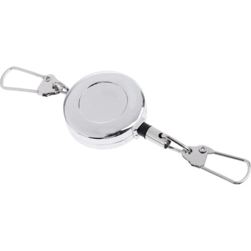 Key Chain Fly Fishing Zinger 50cm Retractor Steel Rope Cord Carabiner Clips,Attach to Vest Backpack Belt