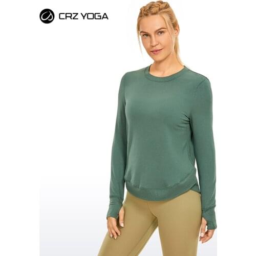 CRZ YOGA Modal Long Sleeve Workout Shirts for Women Loose Athletic Shirt Yoga Sports Casual Top with Thumbhole