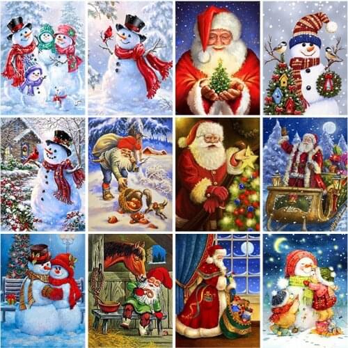 DIY Santa Claus 5D Diamond Painting Full Square Drill Snowman Diamond Embroidery Cross Stitch Kits Mosaic Wall Art Home Decor