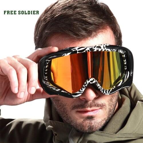 Outdoor riding double layer windproof anti-fog ski eyewear goggles cycling wind goggles anti-uv Free Soldier