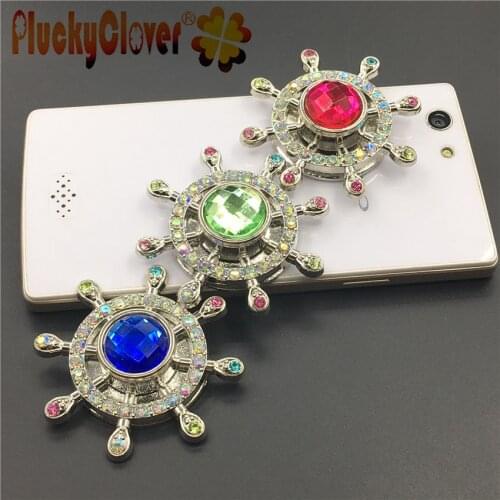 1 pc Captain Rudder Fidget Spinner With Diamond and Rhinestone Ferris Wheel Hand Spinner Metal Pirate Girls Phone Ornaments Gyro