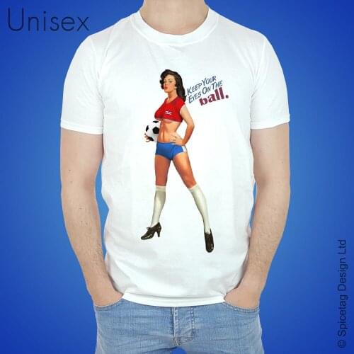 Costa Rica Retro Pin Up Girl MenS Footballer Legend Soccers T-Shirt Men 2019 New Print Men T Shirt Summer Tee Shirt Maker