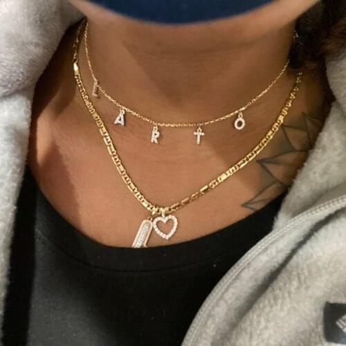 Custom Stainless Steel Gold Diamond Necklace with Initial Letters Customized Personalized Name Necklace Pendant Women Jewelry
