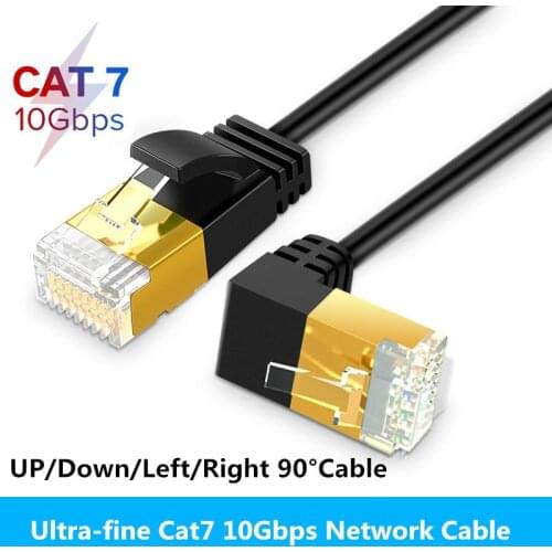 Ultra Slim Cat7 Ethernet Cable RJ45 Right Angle UTP Network Cable Patch Cord 90 Degree Cat6a Lan Cables for Laptop Router TV BOX
