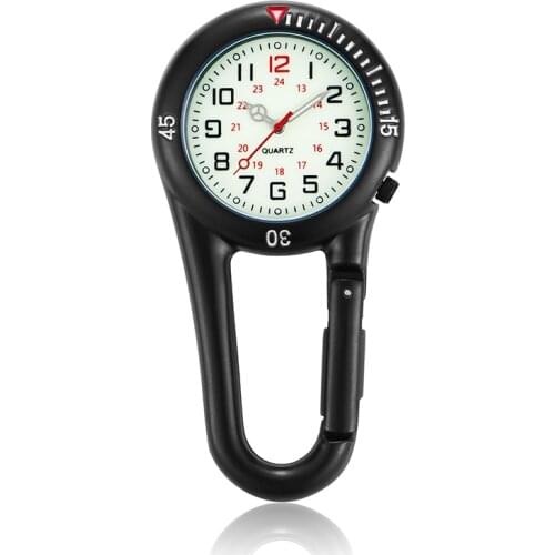 Pocket Watch Unisex Women Nurse Watch Carabiner Belt Fob Watch Clip Watch Backlight Design Battery