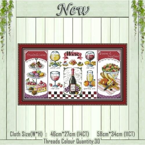 Red wine and desserts paintings counted printed on the canvas DMC 11CT 14CT kits chinese Cross Stitch embroidery needlework Sets