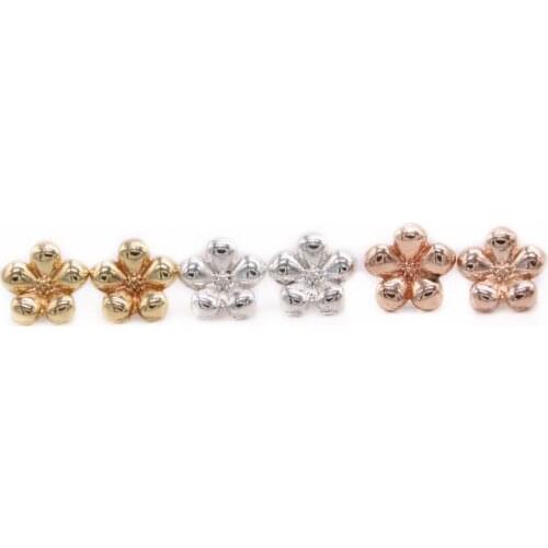 Classic Flowers Stud Earrings Contracted 5 Petal Style Ear Nails Gold White Rose Three Color Suitable for Women