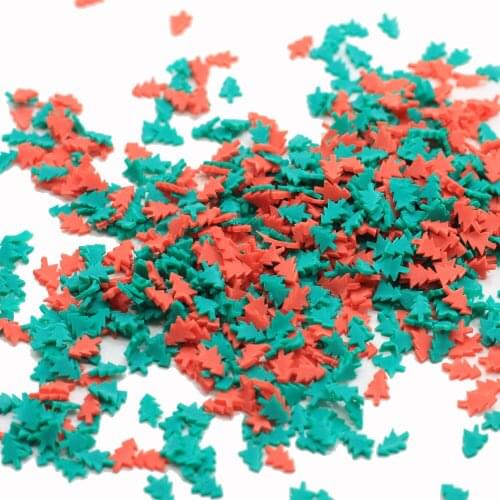 Red Green Color Christmas Tree Slices Polymer Hot Clay Sprinkles For Crafts DIY Nail Arts Decoration Plastic Tiny Cute Mud Parti
