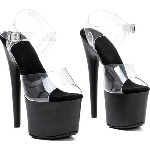 Leecabe 17CM/7Inch pvc upper Lady fashion Sandals platform High Heels Pole Dancing Shoes