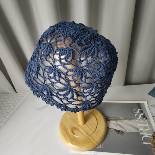 202105-shi SUMMER hollow out Hand knitting cotton acrylic grace flower leisure lady Skullies Beanies cap women leisure hat