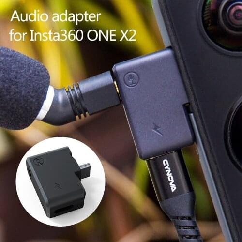Microphone Audio Adapter for Insta360 ONE X2 Panoramic Camera Charging Connector Data Transmission Portable Mini Accessories