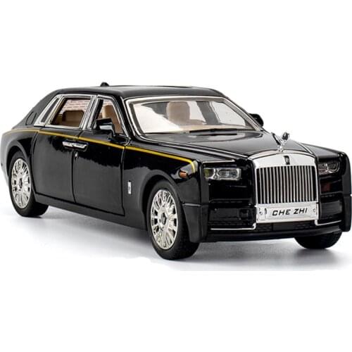 1/24 Scale Alloy DieCast Rolls Royce Phantom Model Toy Car Sound Light Pull Back Collection Toys Vehicle Children Gifts V315