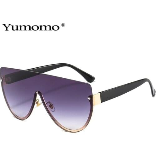 2021 Fashion Oversized One Piece Sunglasses Women Men Vintage Semi-Rimless Gradient Eyewear Men Sun Glasses UV400