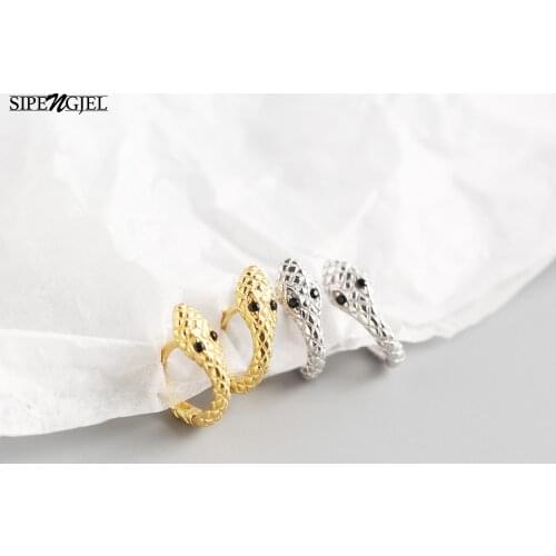 SIPENGJEL Gold Silver Color Snake Circle Earrings Simple Round Ear Buckle Small Hoop Earrings For Women Girls Jewelry 2021