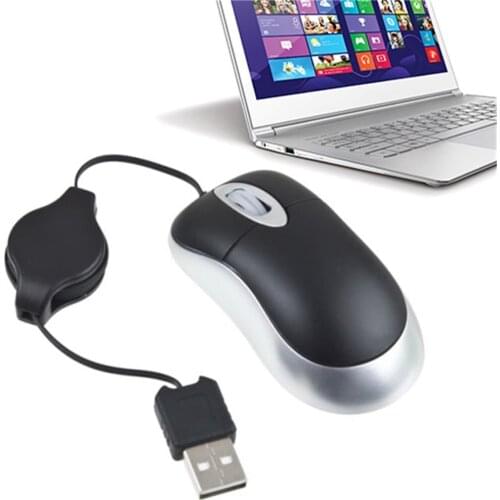 Portable Computer Notebook USB 2.0/1.1 Mouse Retractable Slim USB Optical Scroll Mouse for Laptop PC Optical Sensor 800dpi