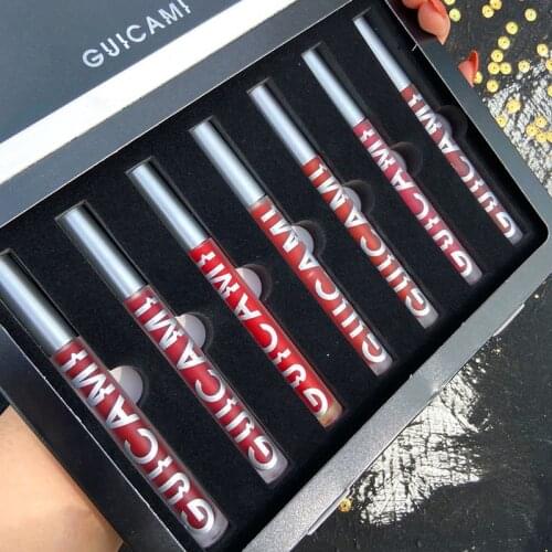 Air Lip Glaze Set Of 7 Colors Matte Velvet Liquid Lipstick Waterproof Lip Gloss Non-stick Cup Non-fading Lip Stick Cosmetics