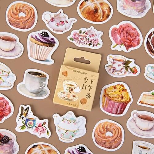 Afternoon Tea Dessert Series Creative Simple Scrapbooking Stationery Decoration DIY Adhesive Stickers Cake Cute Sweet 46 Sheet