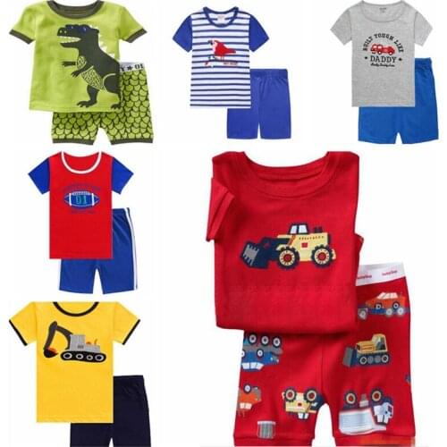 New Summer 2019 Childrens Pajamas Sets Cotton Baby Girls Short Sleeved Cartoon Sleepwear Kids Pyjama nightwear Enfant Boys
