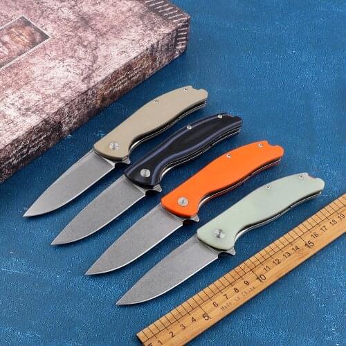 Outdoor folding knife G10 handle tactical self-defense multi-function camping mountaineering hunting kitchen fruit knife