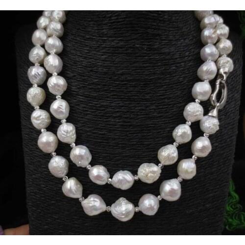 Natural freshwater pearls 100cm long 11 - 13MM white FURROW Kasumi pearl necklace