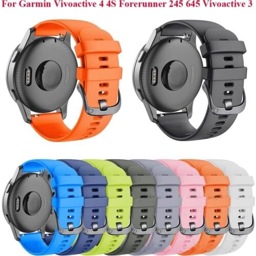 20 22mm Silicone Watchband Straps for Garmin Vivoactive 3 4 Forerunner 245 645 Vivoactive3 Smart Bracelet Wristband Strap Correa