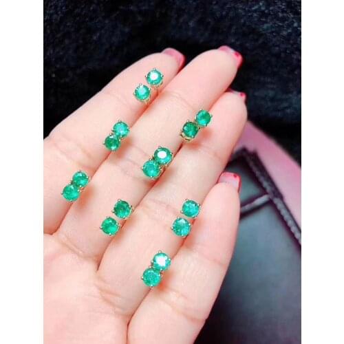 Natural Real Emerald Earrings Real 925 Silver Fashion Earrings Fine Charm Jewelry for Women