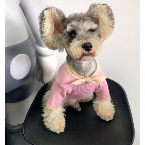 Schnauzer Bowknot Sweater Jumper Clothes Pet Dog Winter Warm Puppy Hoodie for Small Medium Dogs Yorkie Teddy Jacket Coat YHC60