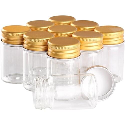 24 pieces 20ml 30*50mm Glass Bottles with Golden Aluminum Caps Small Glass Jars Glass Vials for Wedding Crafts Gift