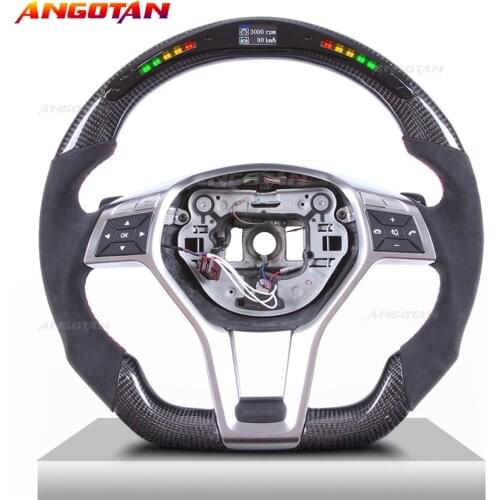 LED Carbon Fiber Italy Alcantara leather Steering Wheel Fit For Benz SLK 2012-2014 series Sport Car volante esportivo