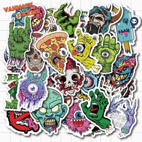 VANMAXX 50 PCS Horrible Style Ghost Hand Skulls Graffiti Stickers Waterproof PVC Decal for Laptop Helmet Bicycle Luggage Car