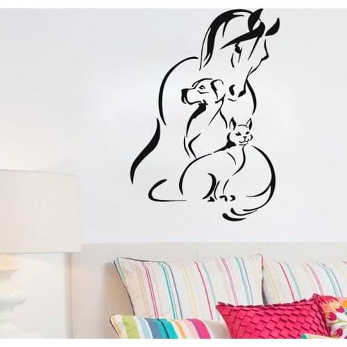 Animals Vinyl Wall Sticker Pet Horse Dog Cat Veterinary Animal Clinic Wall Decals Kids Bedroom Nursery Art Murals Decoration
