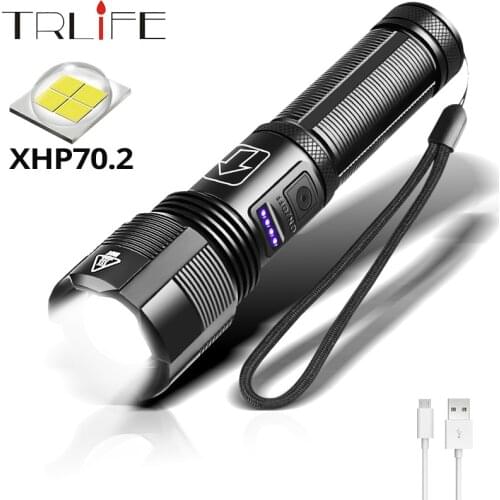 XHP70.2 Brightest LED Flashlight 5 Lighting Modes Tactical flashlights Lantern XHP50.2 Lamp Beads Camping Light Bike Lamp